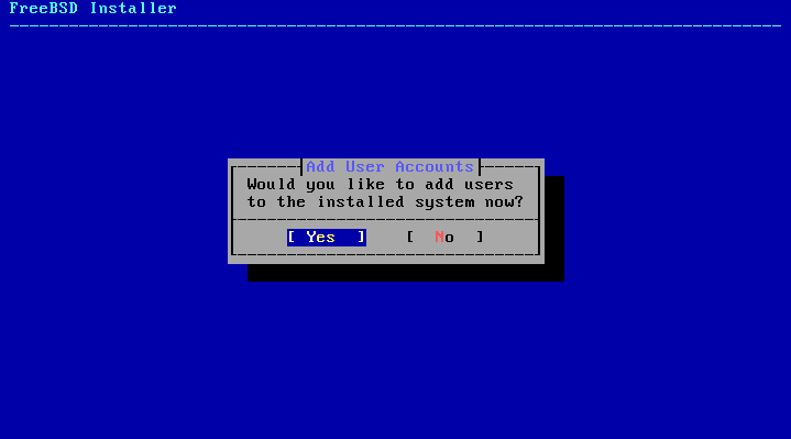 Menu requesting if a user want to be added to the system.