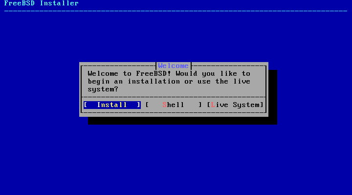 FreeBSD installation welcome menu