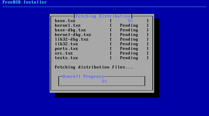 Menu showing the download of the different components.