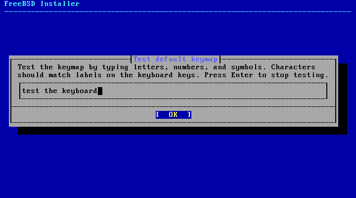 Keymap testing menu