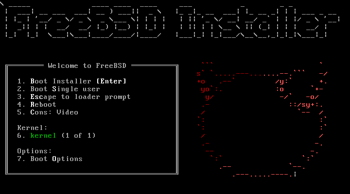 FreeBSD boot loader menu